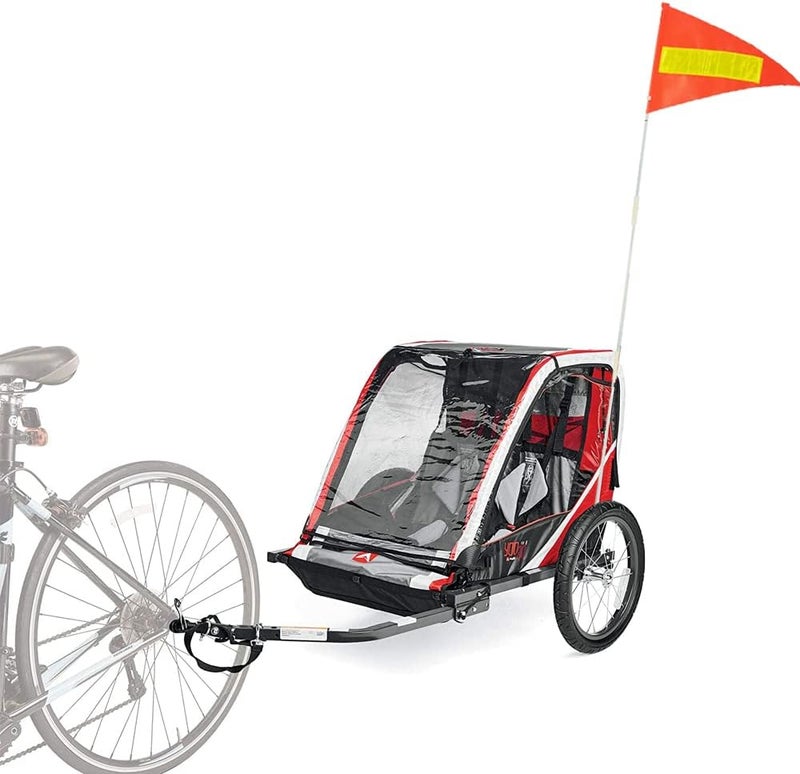 Acrebow Bike Safety Flag with Pole 2 Sets, 6-Foot Adjustable Height Sturdy Fiberglass Tear-Resistant Waterproof Orange Safety Flag (Red Yellow and White) - Image 3